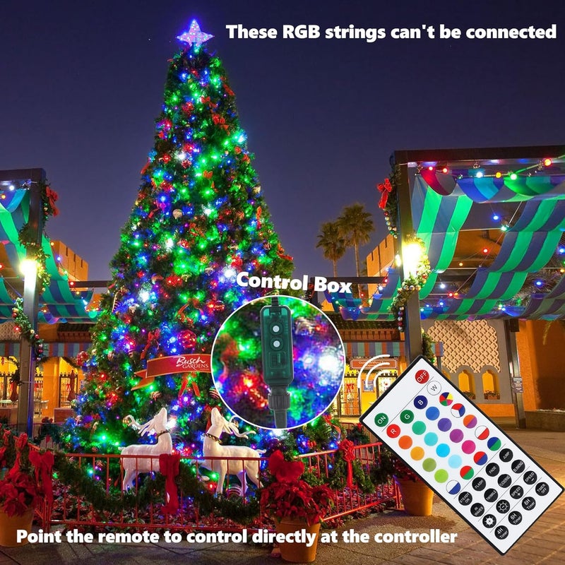 Joomer Color Changing Christmas String Lights,164FT 500 LED RGB LED String Lights Outdoor Fairy Twinkle Tree Light with Remote Timer Plug in for Room Indoor Wedding Party Christmas Decorations - Image 3